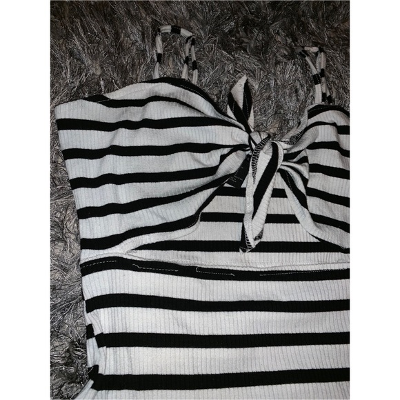 black and white striped sundress